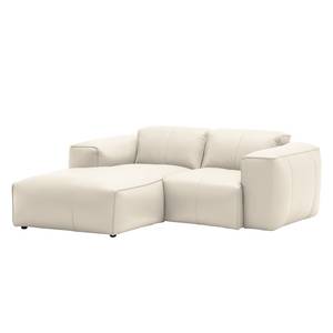 Ecksofa HUDSON 1-Sitzer mit Longchair Echtleder Neka: Creme - Longchair davorstehend links