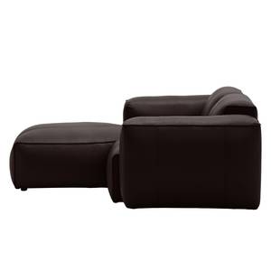 Ecksofa HUDSON 1-Sitzer mit Longchair Echtleder Neka: Dunkelbraun - Longchair davorstehend links