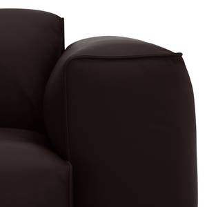 Ecksofa HUDSON 1-Sitzer mit Longchair Echtleder Neka: Dunkelbraun - Longchair davorstehend links