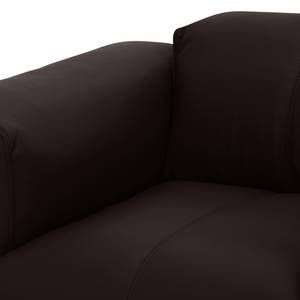 Ecksofa HUDSON 1-Sitzer mit Longchair Echtleder Neka: Dunkelbraun - Longchair davorstehend links