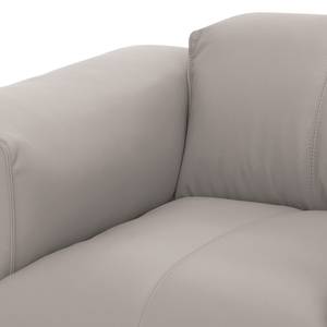 Canapé d’angle 1/2 places HUDSON Cuir véritable Neka : Gris clair - Méridienne courte à gauche (vue de face)