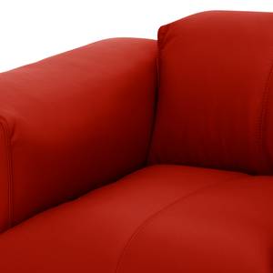 Ecksofa HUDSON 1-Sitzer mit Longchair Echtleder Neka: Rot - Longchair davorstehend links