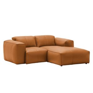 Ecksofa HUDSON 1-Sitzer mit Longchair Echtleder Neka: Cognac - Longchair davorstehend rechts