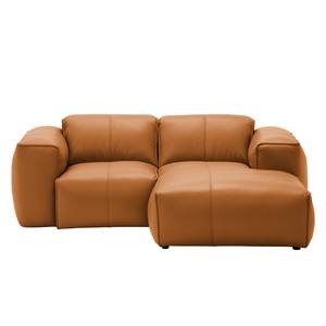 Ecksofa HUDSON 1-Sitzer mit Longchair Echtleder Neka: Cognac - Longchair davorstehend rechts