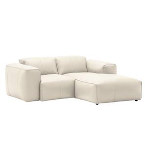 Ecksofa HUDSON 1-Sitzer mit Longchair Echtleder Neka: Creme - Longchair davorstehend rechts