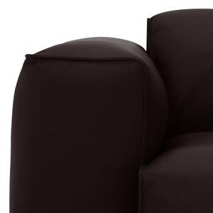 Ecksofa HUDSON 1-Sitzer mit Longchair Echtleder Neka: Dunkelbraun - Longchair davorstehend rechts