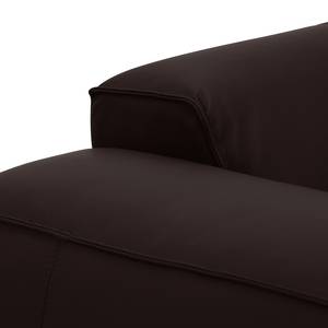 Ecksofa HUDSON 1-Sitzer mit Longchair Echtleder Neka: Dunkelbraun - Longchair davorstehend rechts