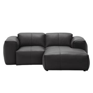 Ecksofa HUDSON 1-Sitzer mit Longchair Echtleder Neka: Grau - Longchair davorstehend rechts