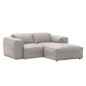 Ecksofa HUDSON 1-Sitzer mit Longchair Echtleder Neka: Hellgrau - Longchair davorstehend rechts