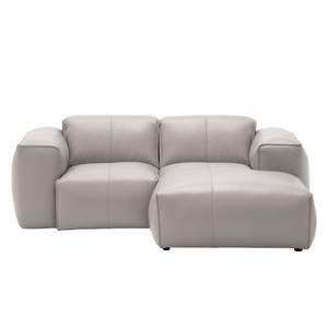 Ecksofa HUDSON 1-Sitzer mit Longchair Echtleder Neka: Hellgrau - Longchair davorstehend rechts