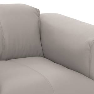Canapé d’angle 1/2 places HUDSON Cuir véritable Neka : Gris clair - Méridienne courte à droite (vue de face)