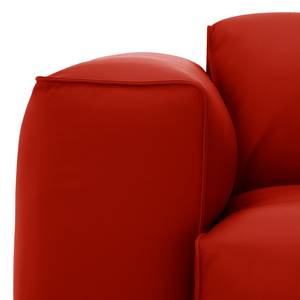 Ecksofa HUDSON 1-Sitzer mit Longchair Echtleder Neka: Rot - Longchair davorstehend rechts