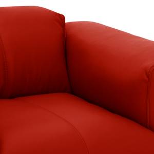 Ecksofa HUDSON 1-Sitzer mit Longchair Echtleder Neka: Rot - Longchair davorstehend rechts