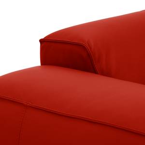 Ecksofa HUDSON 1-Sitzer mit Longchair Echtleder Neka: Rot - Longchair davorstehend rechts