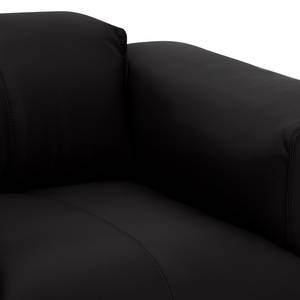 Ecksofa HUDSON 1-Sitzer mit Longchair Echtleder Neka: Schwarz - Longchair davorstehend rechts