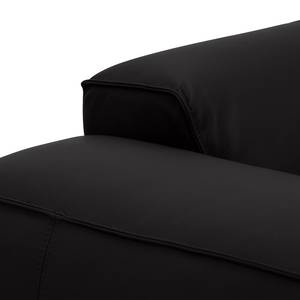 Ecksofa HUDSON 1-Sitzer mit Longchair Echtleder Neka: Schwarz - Longchair davorstehend links