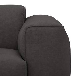 Ecksofa HUDSON 1-Sitzer mit Longchair Webstoff Anda II: Anthrazit - Longchair davorstehend links