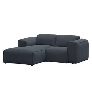 Ecksofa HUDSON 1-Sitzer mit Longchair Webstoff Anda II: Grau - Longchair davorstehend links