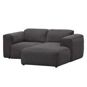 Ecksofa HUDSON 1-Sitzer mit Longchair Webstoff Anda II: Anthrazit - Longchair davorstehend rechts