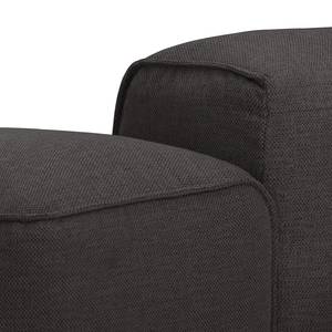 Hoekbank HUDSON 1-zits + chaise longue Geweven stof Anda II: Antraciet - Longchair vooraanzicht links