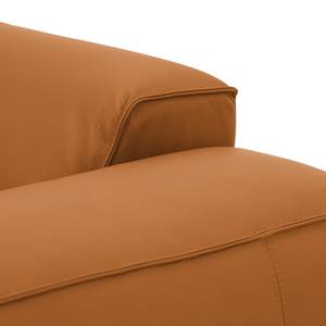 Ecksofa HUDSON mit Chaiselongue Echtleder Neka: Cognac - Longchair davorstehend rechts