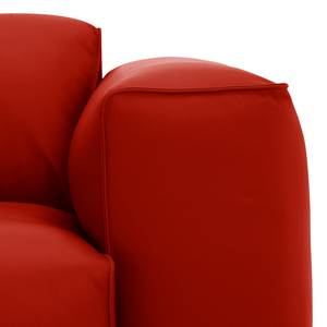 Canapé d’angle 3 places HUDSON III Cuir véritable Neka : Rouge - Méridienne courte à droite (vue de face)