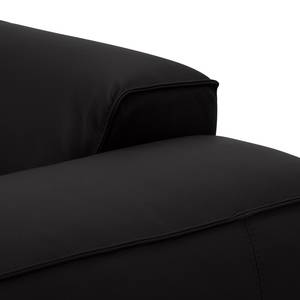 Ecksofa HUDSON mit Chaiselongue Echtleder Neka: Schwarz - Longchair davorstehend rechts