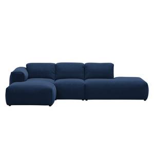 Ecksofa HUDSON mit Chaiselongue Webstoff Anda II: Blau - Longchair davorstehend links