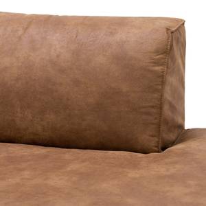 Ecksofa HUDSON mit Chaiselongue Leder-Textil Lapu: Cognac - Longchair davorstehend links