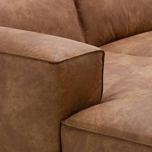 Ecksofa HUDSON mit Chaiselongue Leder-Textil Lapu: Cognac - Longchair davorstehend links