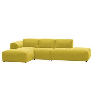 Ecksofa HUDSON mit Chaiselongue Webstoff Milan: Gelb - Longchair davorstehend links