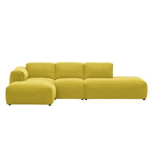 Hoekbank HUDSON met chaise longue Geweven stof Milan: Geel - Longchair vooraanzicht links