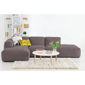 Ecksofa HUDSON mit Chaiselongue Webstoff Milan: Grau-Braun - Longchair davorstehend links