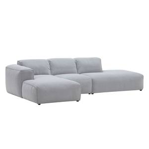 Ecksofa HUDSON mit Chaiselongue Webstoff Saia: Hellgrau - Longchair davorstehend links