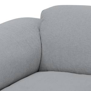 Hoekbank HUDSON met chaise longue Geweven stof Anda II: Zilverkleurig - Longchair vooraanzicht links