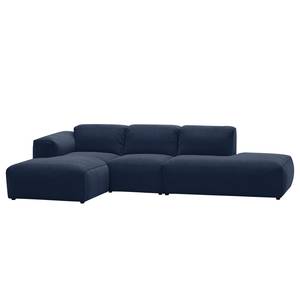 Hoekbank HUDSON met chaise longue Geweven stof Milan: Lichtblauw - Longchair vooraanzicht links