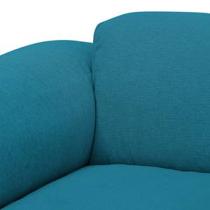 Hoekbank HUDSON met chaise longue Geweven stof Anda II: Turquoise - Longchair vooraanzicht links