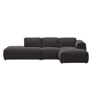 Ecksofa HUDSON mit Chaiselongue Webstoff Anda II: Anthrazit - Longchair davorstehend rechts