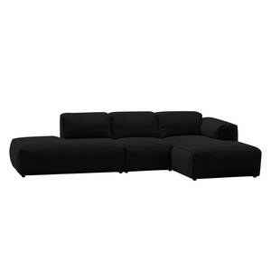 Ecksofa HUDSON mit Chaiselongue Webstoff Saia: Anthrazit - Longchair davorstehend rechts