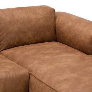 Ecksofa HUDSON mit Chaiselongue Leder-Textil Lapu: Cognac - Longchair davorstehend rechts