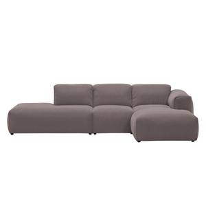 Ecksofa HUDSON mit Chaiselongue Webstoff Milan: Grau-Braun - Longchair davorstehend rechts