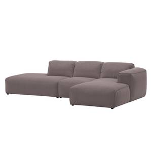 Ecksofa HUDSON mit Chaiselongue Webstoff Milan: Grau-Braun - Longchair davorstehend rechts