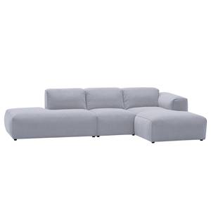 Ecksofa HUDSON mit Chaiselongue Webstoff Saia: Hellgrau - Longchair davorstehend rechts