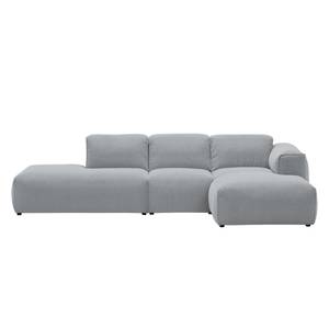 Ecksofa HUDSON mit Chaiselongue Webstoff Anda II: Silber - Longchair davorstehend rechts