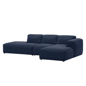 Hoekbank HUDSON met chaise longue Geweven stof Milan: Lichtblauw - Longchair vooraanzicht rechts