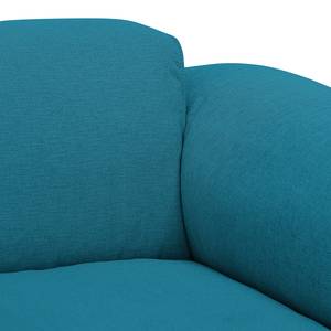 Hoekbank HUDSON met chaise longue Geweven stof Anda II: Turquoise - Longchair vooraanzicht rechts