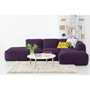 Ecksofa HUDSON mit Chaiselongue Webstoff Anda II: Violett - Longchair davorstehend rechts