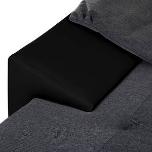 Canapé d'angle Huelva (convertible) Imitation cuir / Tissu - Noir / Gris - Méridienne courte à gauche (vue de face)