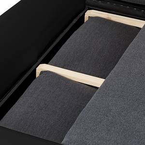 Canapé d'angle Huelva (convertible) Imitation cuir / Tissu - Noir / Gris - Méridienne courte à droite (vue de face)