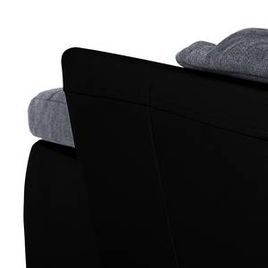 Ecksofa Huelva (mit Schlaffunktion) Kunstleder/Webstoff - Schwarz / Grau - Longchair davorstehend rechts